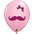 Balão Qualatex 11" - Redondo Rosa - Bigode E Fita - 50 Un - Imagem 1