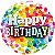 Balão Qualatex 09" - Redondo Solto - Birthday-Confete Arco-Íris - 1 Un - Imagem 1