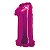 Balão Metalizado com Canudo 16" Rosa Número 1 - Silver Plastic - 1 Un - Imagem 1