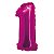 Balão Metalizado com Canudo 16" Rosa Número 1 - Silver Plastic - 1 Un - Imagem 2