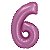 Balão Cromado com Canudo 16" Rosa Número 6 - Silver Plastic - 1 Un - Imagem 1