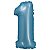 Balão Cromado Com Canudo 16" Azul Número 1 - Silver Plastic - 1 Unidade - Imagem 1