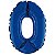 Balão Metalizado Com Canudo 16" Azul Número 0 - Silver Plastic - 1 Unidade - Imagem 1
