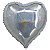 Balão Holográfico Coração com Canudo Prateado 18" - Silver Plastic - 1 Un - Imagem 1