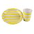 Prato de Papel Listrado 18cm Amarelo - 10 Un - Imagem 1