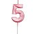 Vela Mini Design Rosa Candy Color Número 5 - 1 Un - Imagem 1