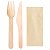Talher Madeira Natural Garfo, Faca 16cm e Guardanapo - Kit com 20 Un - Imagem 1