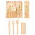 Talher Madeira Natural Garfo, Faca, Colher 16cm e Guardanapo - Kit com 20 Un - Imagem 2