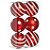 Bola de Natal Vermelho Branco 8cm - 6 Un - Imagem 1
