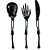 Talheres Plástico Esqueleto Preto 18cm - 12 Un - Imagem 1