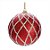 Bolas com Listras e Glitter Vermelho e Branca 12 cm (Bolas) - 2 Peças - Imagem 1