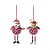 Enfeite para Pendurar Noel e Elfo Vermelho (Sweet Sugar) - 6 Jogos com 2 Peças - Imagem 1