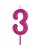 Vela Big Metalizada 8,5cm Rosa Nº 3 - Imagem 1