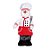 Boneco Neve Cozinheiro em Pé com Garfo Vermelho e Cinza e Branco - Imagem 1