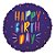 Balão Metalizado Redondo Happy Birthday Confete Azul 18'' / 45cm - Imagem 1