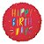 Balão Metalizado Redondo Happy Birthday Confete Vermelho 18'' / 45cm - Imagem 1