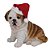 Cachorro Decorativo Bulldog Sentado Branco e Marrom 28cm - Imagem 1