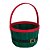Cesta Redonda Bambu com Alça Cinto Noel Verde e Vermelho - Imagem 1
