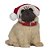 Pug Decorativo Gorro Bege e Preto e Vermelho 17cm - Imagem 1