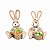 Casal de Coelhos Decorativo Sentados Marrom e Rosa e Verde 40x28x23 - 2 Un - Imagem 1