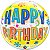 Balão Qualatex 22" - Bubble Simples - Birthday-Faixas Amarelas - 1 Un - Imagem 1