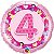 Balão Qualatex 18" - Redondo - 4 Anos Rosa Princesa - 1 Un - Imagem 1