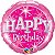 Balão Qualatex 36" - Redondo - Birthday-Rosa Com Brilho - 1 Un - Imagem 1