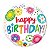Balão Qualatex 18" - Redondo - Birthday-Floral E Círculos - 1 Un - Imagem 1