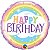 Balão Qualatex 18" - Redondo - Happy Birthday- Arco-Íris - 1 Un - Imagem 1