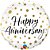 Balão Qualatex 18" - Redondo - Happy Anniversary-Pontos Ouro - 1 Un - Imagem 1