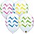 Balão Qualatex 11" - Redondo Branco - Listras Cevron Coloridas - 50 Un - Imagem 1