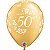 Balão Qualatex 11" - Redondo Ouro - Happy 50Th Anniversary-Damask - 50 Un - Imagem 1