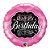 Balão Qualatex 09" - Redondo Solto - Happy Birthday-Rosa E Preto - 1 Un - Imagem 1