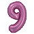 Balão Cromado com Canudo 16" Rosa Número 9 - Silver Plastic - 1 Un - Imagem 1