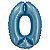 Balão Cromado Com Canudo 16" Azul Número 0 - Silver Plastic - 1 Unidade - Imagem 1