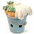 Vaso Decorativo com Coelho Branco/Azul Cute Family 27,5x23x21cm - 1 Un - Imagem 1