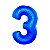 Balão Metalizado 34" Azul Número 3 - 1 Un - Imagem 1