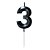 Vela Mini Design Preta Numero 3 - 1 Un - Imagem 1