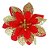 Flor Decorativa em Tecido com Glitter 15cm Vermelho e Dourado - 1 Un - Imagem 1