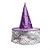 Chapéu Bruxa com Teia e Véu Roxo e Preto 35X35X35 - Imagem 1
