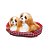 Cachorro Decorativo Shitzu Sentado Branco e Beg / Vermelho - 2 Unidades - Imagem 1