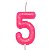 Vela Rosa Neon Número 5 - Imagem 1