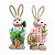 Casal de Coelhos Decorativo Cinza e Rosa e Verde 50x20x17 - 2 Un - Imagem 1