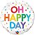 Balão Qualatex 18" - Redondo - Oh Happy Day-Confete E Arco-Íris - 1 Un - Imagem 1