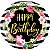 Balão Qualatex 18" - Redondo - Birthday-Listras E Hibiscos - 1 Un - Imagem 1