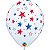 Balão Qualatex 11" - Redondo Branco - Estrelas Vermelhas E Azuis - 50 Un - Imagem 1