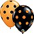 Balão Qualatex 11" - Redondo Laranja E Preto - Pontos Polka Grandes - 50 Un - Imagem 1