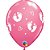 Balão Qualatex 11" - Redondo Rosa Mex - Pegadas De Bebê E Corações - 50 Un - Imagem 1