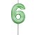 Vela Mini Design Verde Candy Color - Número 6 - 1 Un - Imagem 1