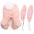 Kit Coelho com Patas e Orelhas Rosa/Branco - 3 Peças - Imagem 1